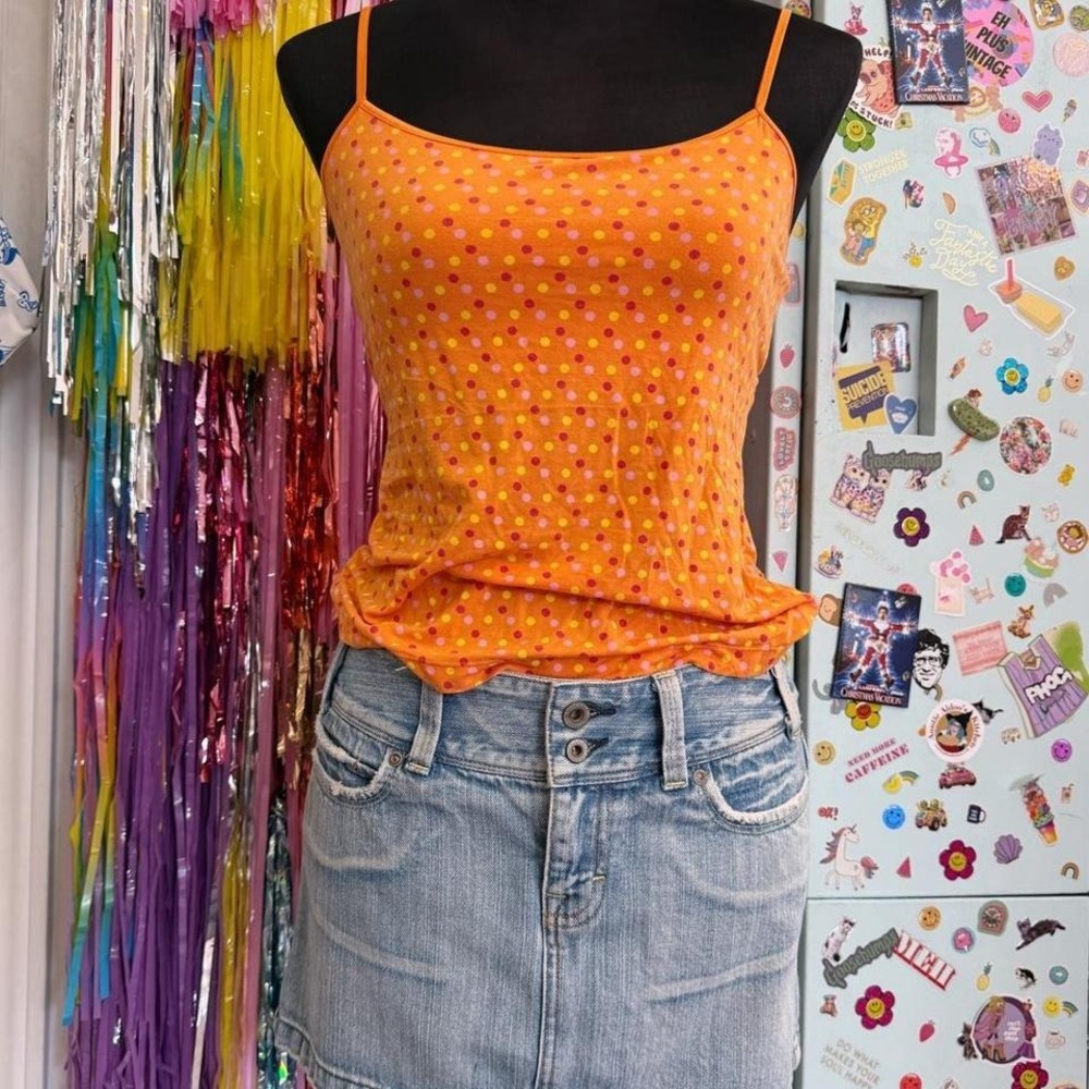 Y2K 2000s polka dot orange Victoria's Secret tank top - Picture 3 of 5